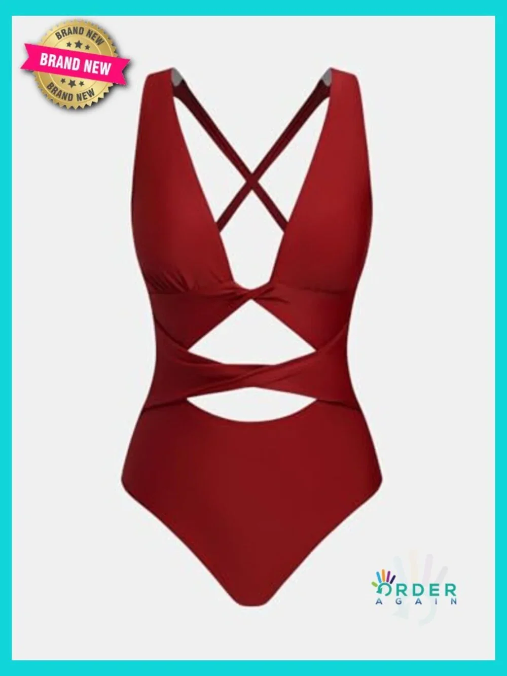 One Piece Swimsuit Cutout Back Twist Plunging Neck Crisscross